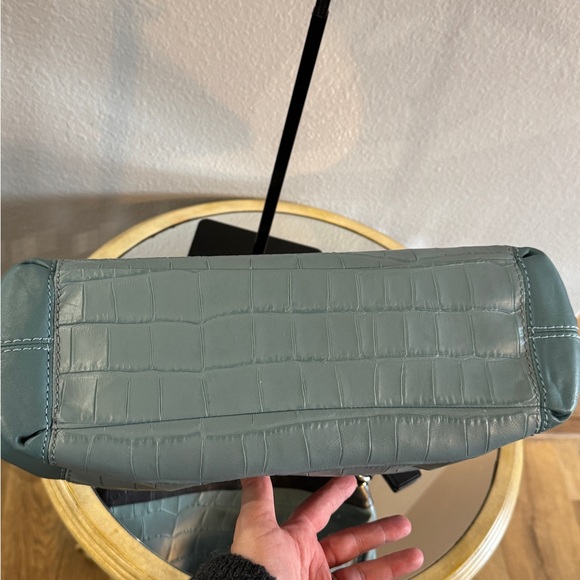 Coach Navy and Teal Croc-Embossed Shoulder Bag - Picture 7 of 16